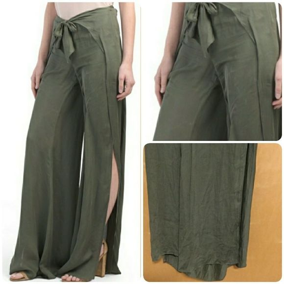 Haute Hippie Buck Tie- Front Wide-Leg Pants - Picture 1 of 9
